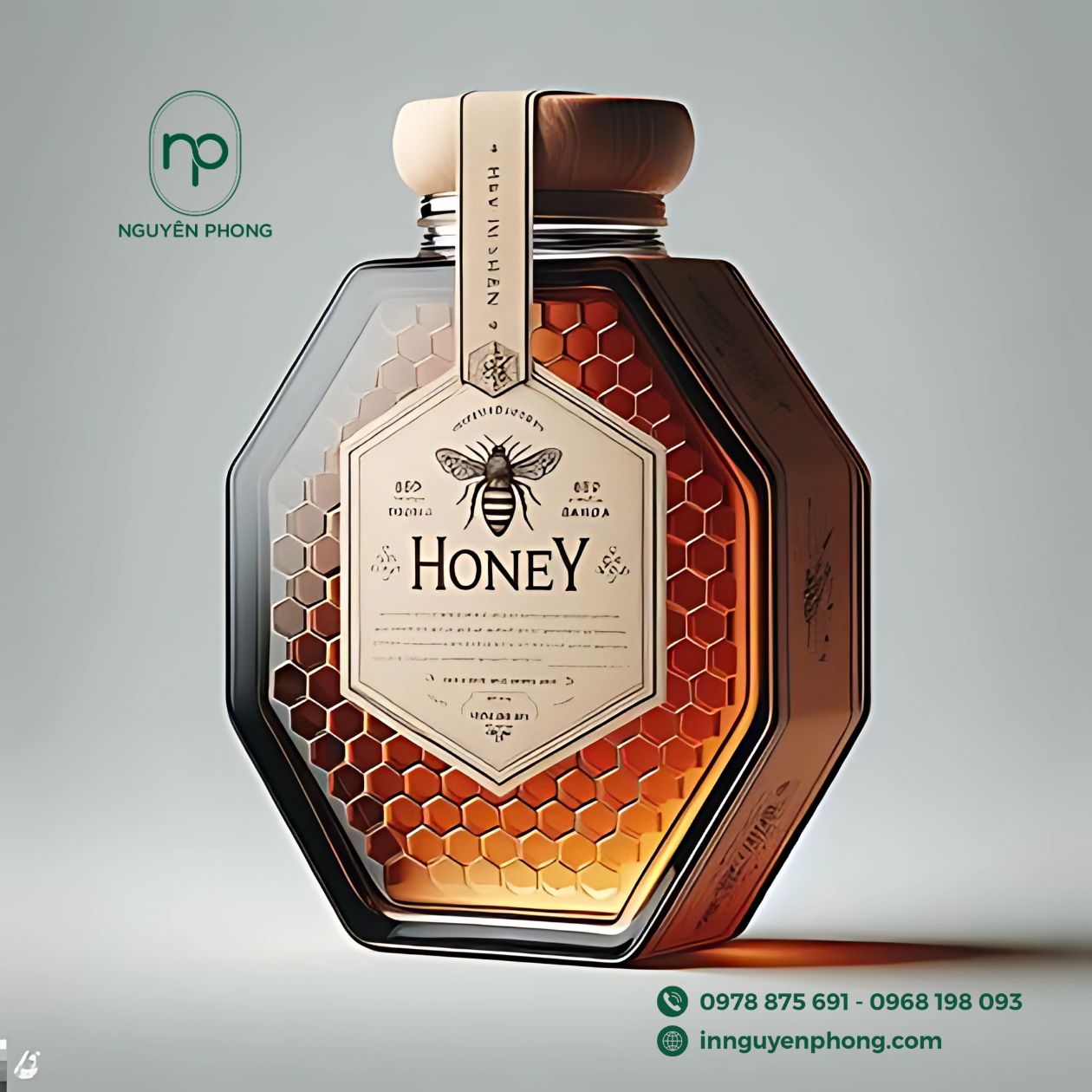 Mẫu tem niêm phong chai đựng mật ong